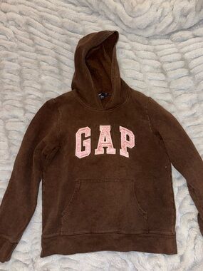GAP Brown Hoodie with Pink Lettering